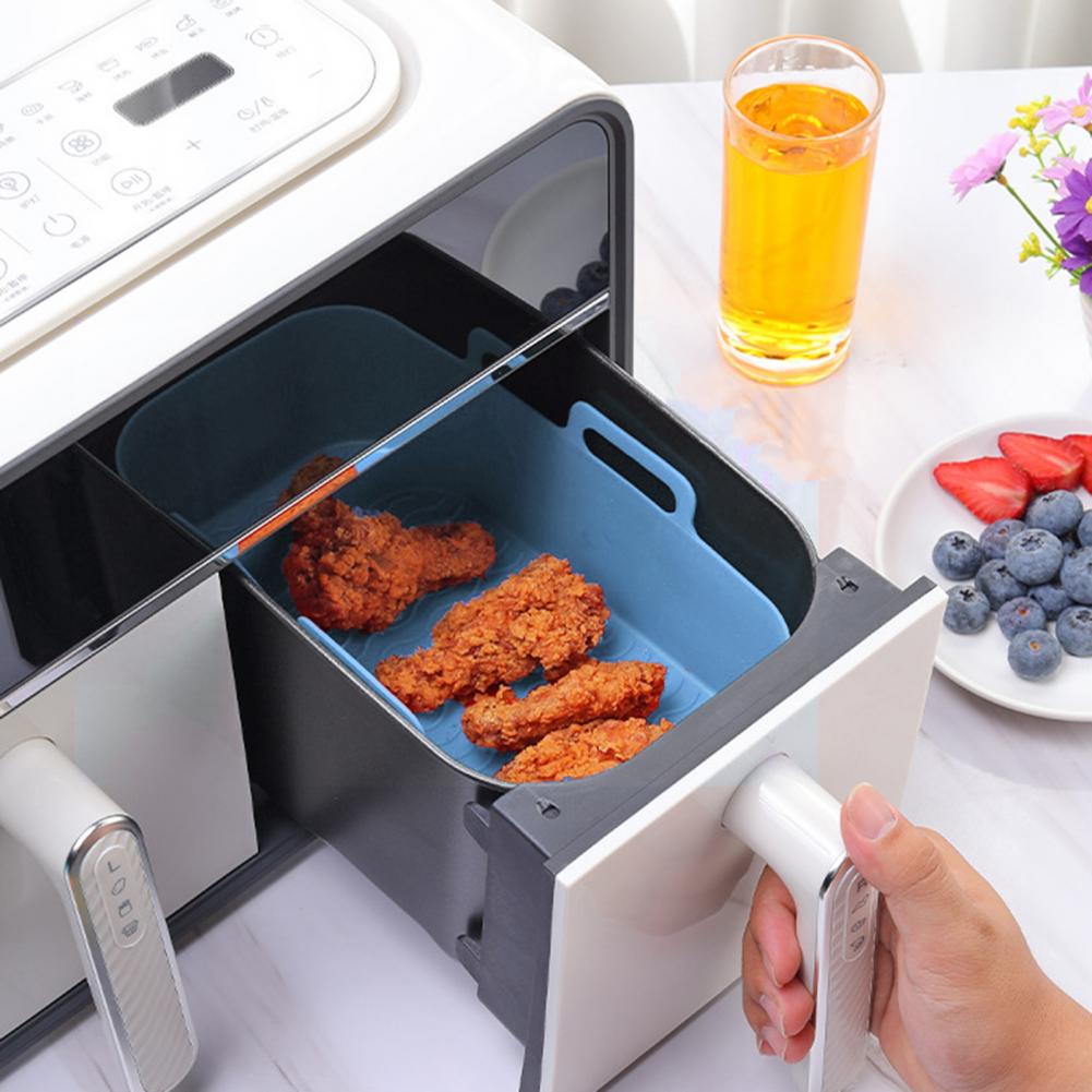 Air Fryer Silicone Pot Liner - エアフライヤー用鍋、便利なフライヤー用ポットライナー、ロースティングパン、ノンスティックエアフライヤーバスケット、正方形オーブンベーキングトレイ、家庭用品