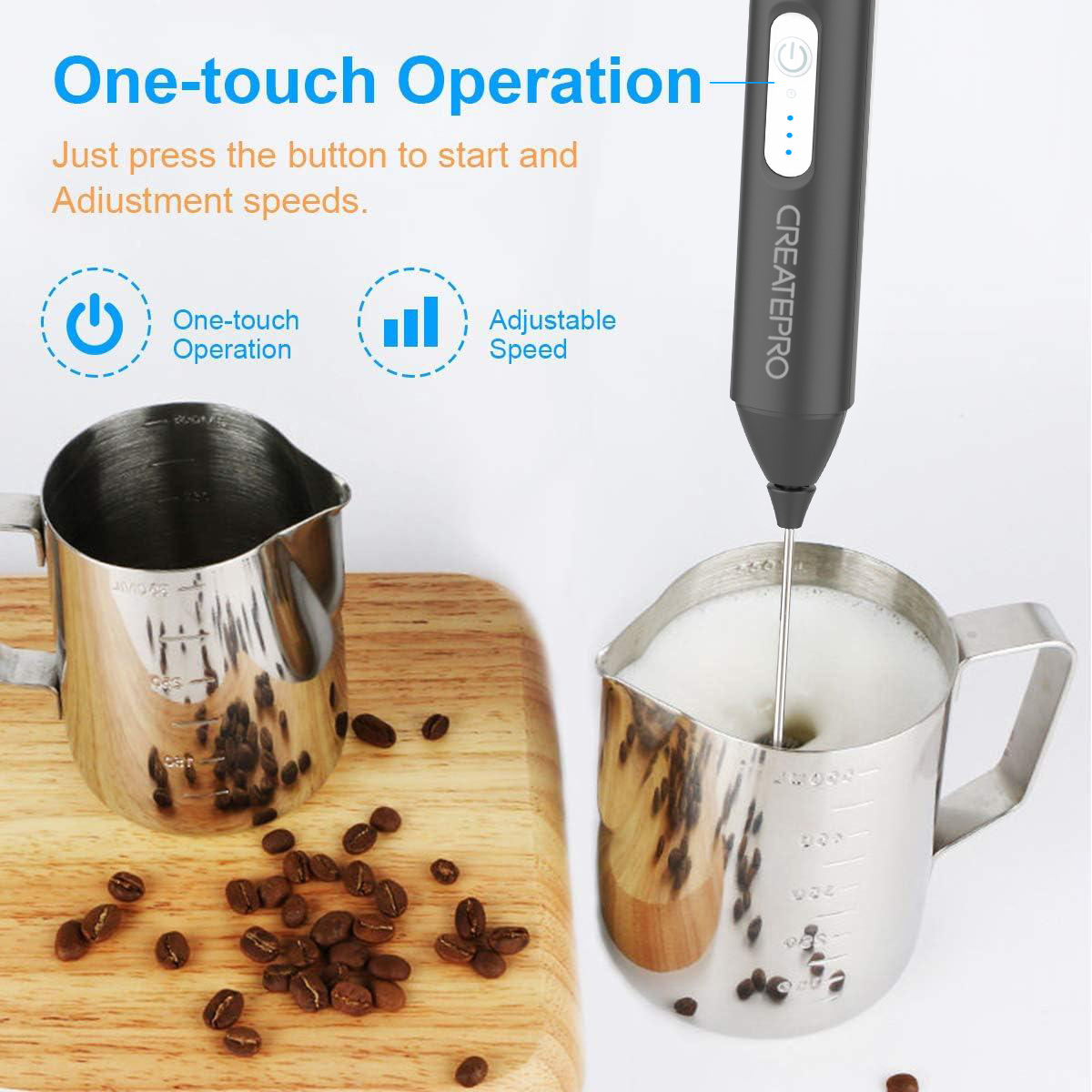 充電式ミルクフォーマー 自動ハンドヘルドフォームメーカー 電 - Electric Milk Frother Handheld のレビューと価格